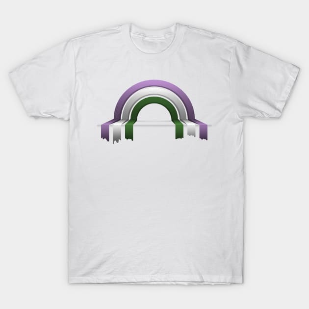 Genderqueer  Pride Flag 3D Drip Rainbow Design T-Shirt by LiveLoudGraphics